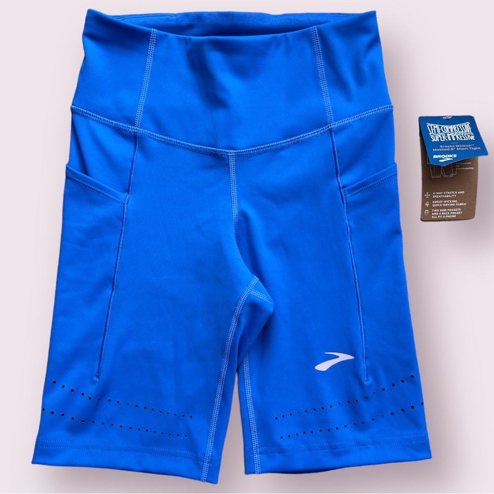 Brooks Womens Method 8" Short Tights Bluetiful Size XS